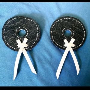 Genuine Leather Bit Guards for Horses- Black Suede Croc leather,tie style